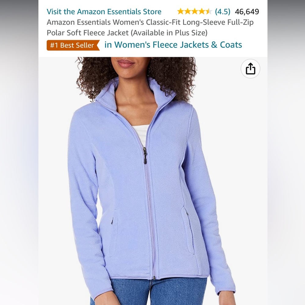 Lavender Amazon Essentials Womens Classic-Fit Full-Zip Polar Soft Fleece Jacket